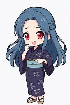 浴衣姿でやさしくほほえむ女の子のイラスト
