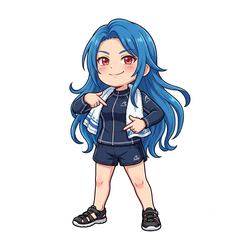 速乾の夏服とサンダル姿の女の子のイラスト