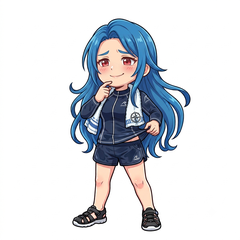 濡れた服で着替え場所に困る女の子のイラスト