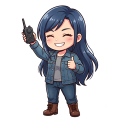選んだバイクインカムを手に満足そうな女の子のイラスト