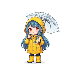 台風でディズニーが休園するか考える女の子のイラスト