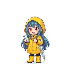 スマホで日付変更を思いつく女の子のイラスト